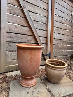 Italian terracotta pedestal pots