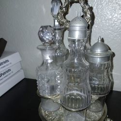 Antique 6 Cadtor Cruets In Carousel 
