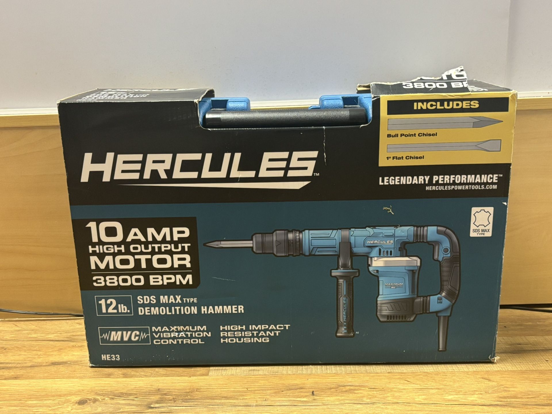 HERCULES 10 Amp, 12 lb. SDS-MAX Type Demolition Hammer with Maximum Vibration Control