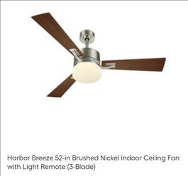 Harbor Breeze 52-in Brushed Nickel Indoor Ceiling Fan with Light & Remote