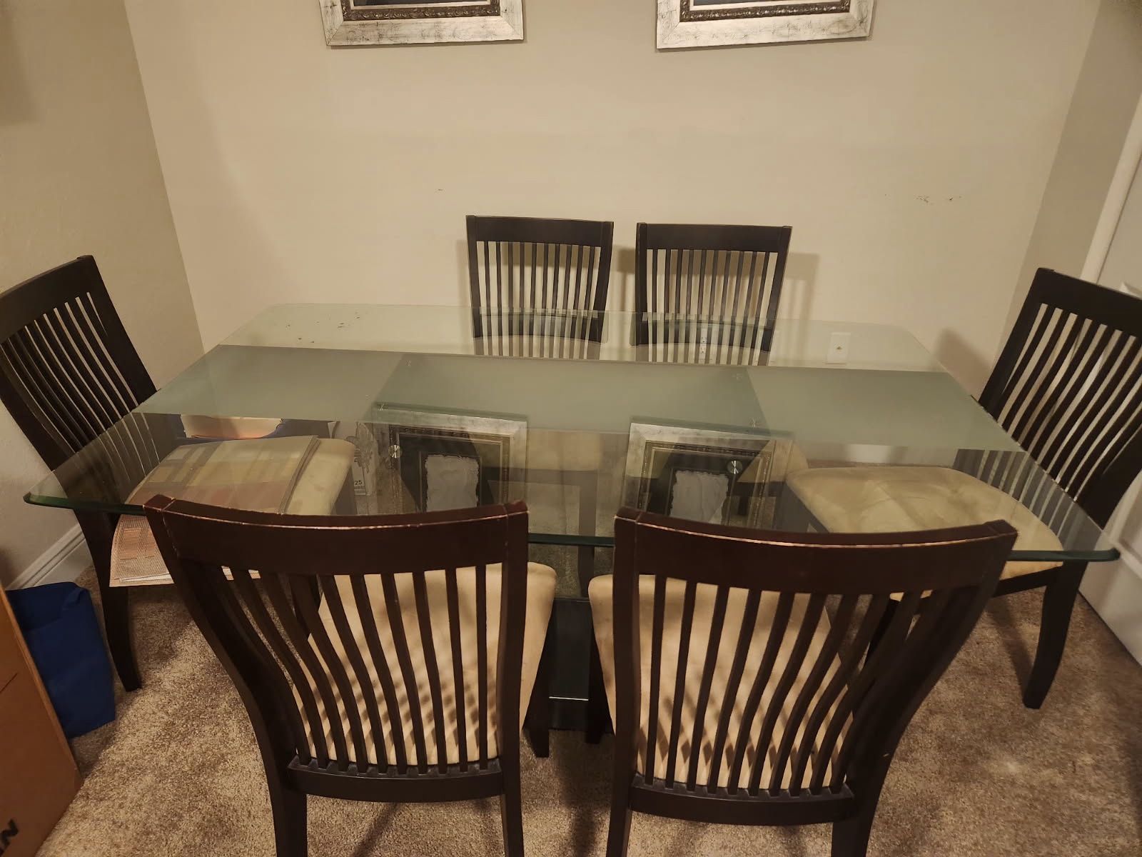 Glass Rectangle Dining Table With 6 Chairs