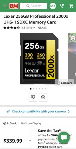 Lexar 256GB v90 SD CARD