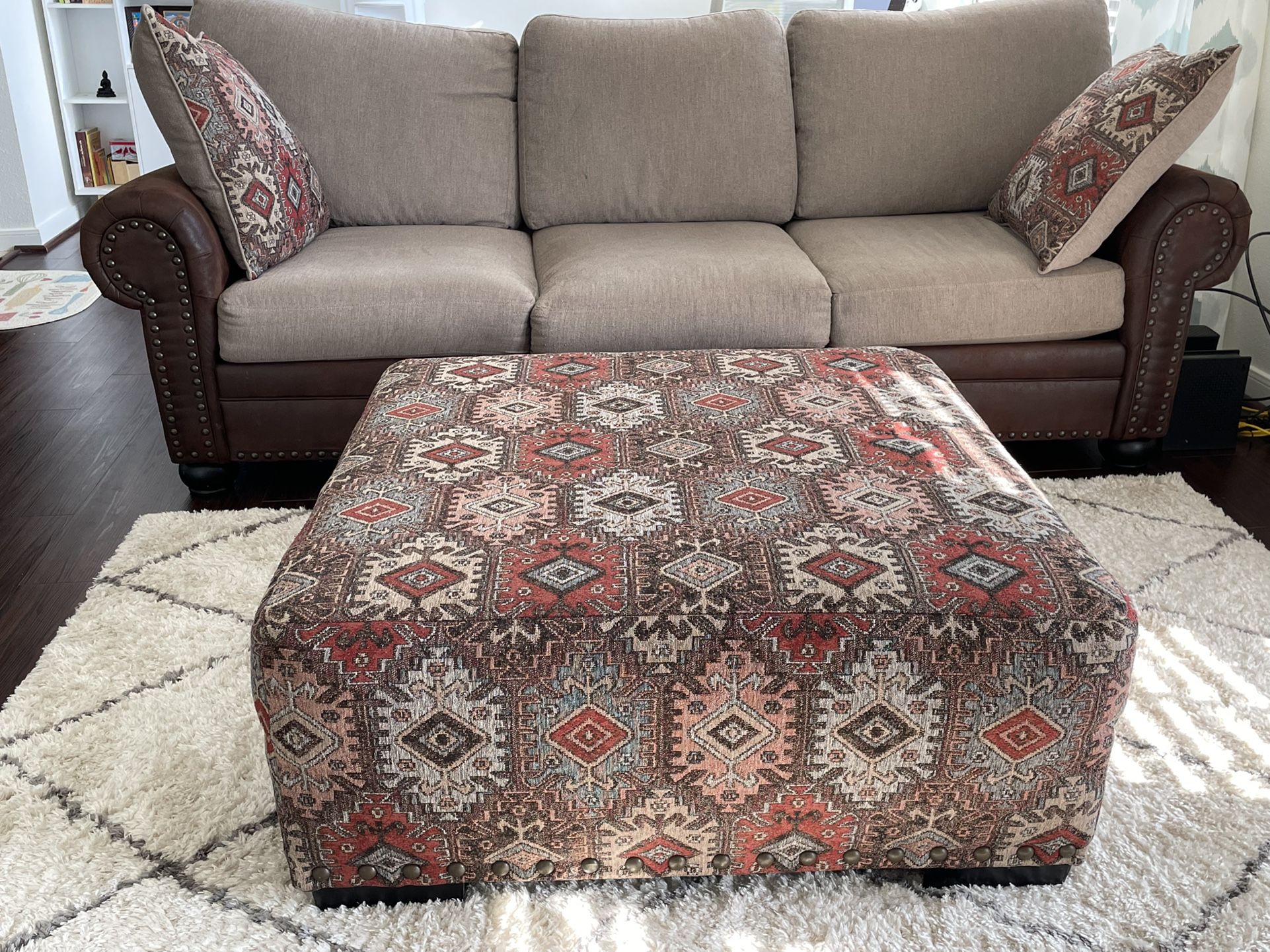 Nice 3 Seat Sofa With Ottoman For Sale