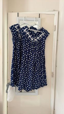 Navy Blue Floral Smocked Mini Dress