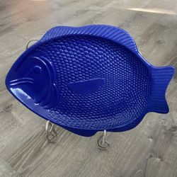 BLUE FISH STONEWARE PLATTER