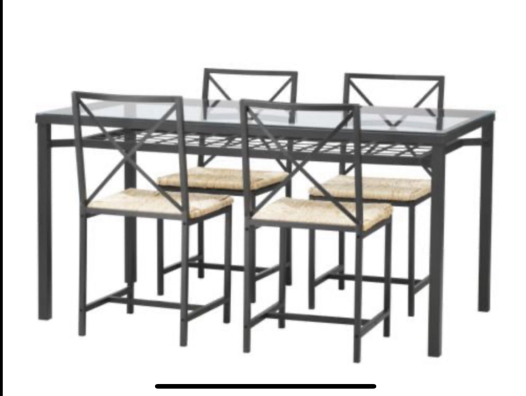 Ikea 4 Chair Glass & Metal Table