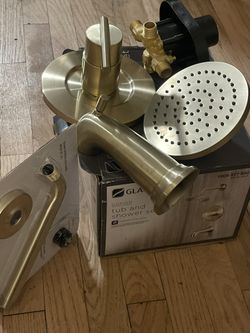 bathroom shower gold faucet