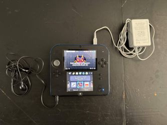 Nintendo 2DS Console (Electric Blue) w/ Charger, Stylus & 4GB SD - Tested & Working