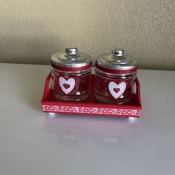  Valentine’s Day Candy Jars W/ Tray 