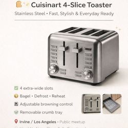 🍞✨ Cuisinart 4-Slice Toaster – Stainless Steel | Fast, Stylish & Perfect for Everyday Use!