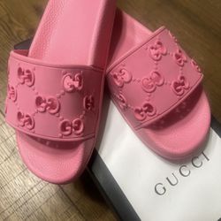 Gucci Pink Rubber Slides 