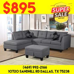 Living Room Sectional With Ottoman - Delivery And Financing Available 