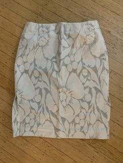 Floral Patterned Gray and White Skirt by J Crew