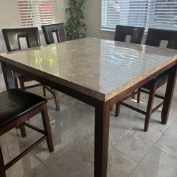 Marble Bar Top Dinning Table With 8 Chairs 