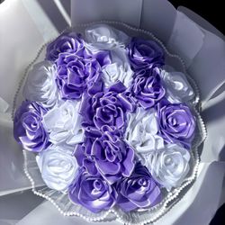 Purple & White Dahlia/Rose Bouquet