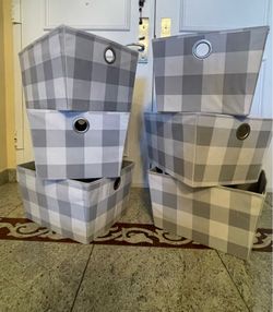 6 Large Storage Totes With Grommet Handles Dimensions 10”H x 17”L x 14”W