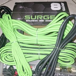 SURGE 8-Gauge Car Amplifier Wiring Kit – 20ft Green Power Cable, 20ft RCA Interconnect, 30ft Speaker Wire, Mini-AGU Fuse Holder, Split Loom & Accessor