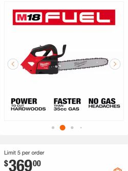Millwahkee 14” top handle cordless chainsaw  Tool Only !