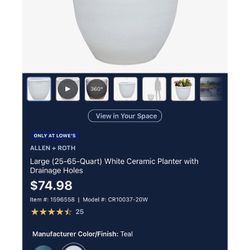 2 New  White Terracotta Planter Both For 120 OBO 