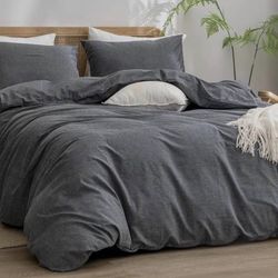 New King Size 100% Washed Cotton BESTOUCH Duvet Cover Set Linen Feel Super Soft Comfortable