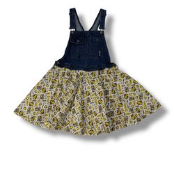 Harry Potter Girls Jean Overalls Bibs Hufflepuff Seeker Handmade Cotton ~12   Note measurements for sizing  Straps are adjustable   17”  across waist 