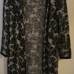 Black And Grey Roses Cardigan 