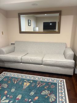 Light Gray Fabric Three-Cushion Sofa