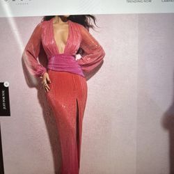 Pink & orange Ombré Chiffon Balloon Dress 