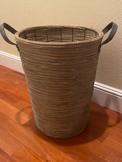 Stylish Wicker Basket With Handles—18” high—Good, Clean Condition