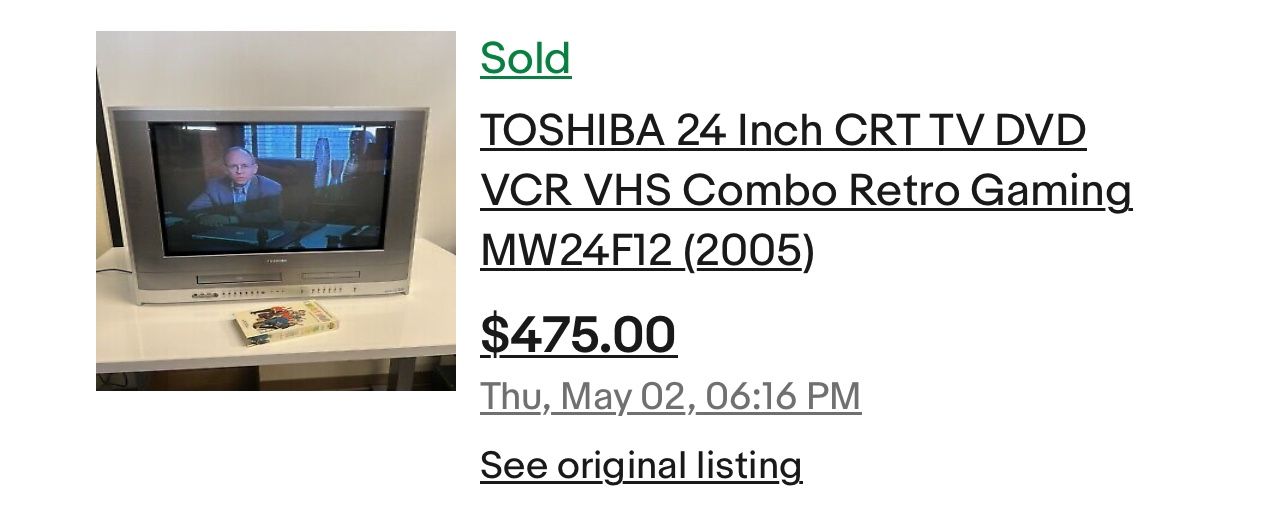 Toshiba RETRO GAMING 24 Inch CRT TV DVD VCR VHS for Sale in Big