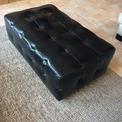 Black Leather Ottoman