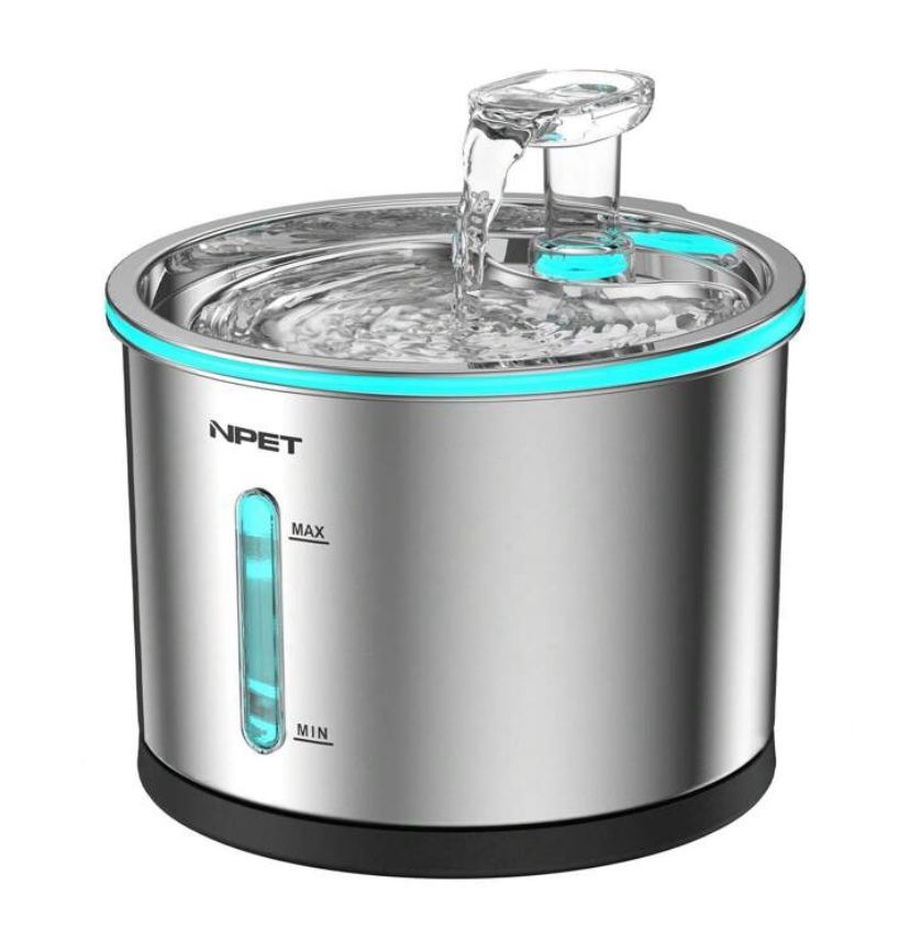 New, Pet Water Fountain Stainless Steel, 50oz/1.5L Dishwasher Safe, With Visible Window