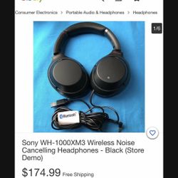 SONY WH-1000XM2Wireless Noise Cancelling Headphones -Black (Store Demo)