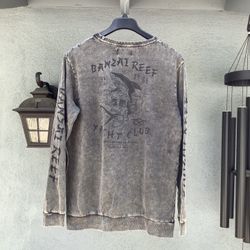 New Cotton On Crewneck Sweater “Banzai Reef Yacht Club” Mens X-Large Charcoal Ash Grey Located In AGOURA HILLS Cotton Polyester