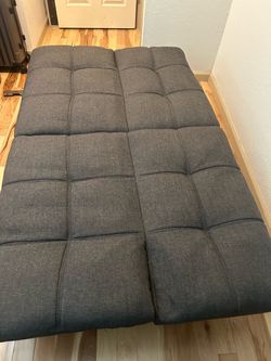 Gray Tufted Fabric Futon Mattress