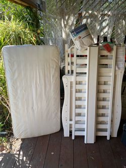 White Baby Crib with Mattress