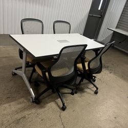 Small Conference Table  60”x 30” Allsteel With 4 Knoll Generation Chairs 