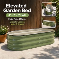 4’ x 2’ x 1’ Elevated Metal Raised Garden Bed Planter – Olive Green