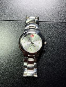 Paul Jardin Men's Silver Dial Green Numerals Luminous Steel Bracelet Watch Untes
