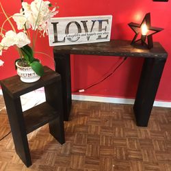 Expresso Stain Top Console With Matching Side Table