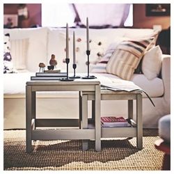 Side Table, Nest of Tables, Set of 2, Grey