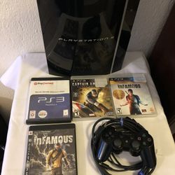 Sony PS3 3 GAMES, Controller, Cable And More Games Preinstalled 