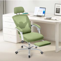 Ergonomic Office Chair, High Back Office Chair with Lumbar Pillow & Retractable Footrest, Mesh Office Chair with Padded Armrests and Adjustable Headre