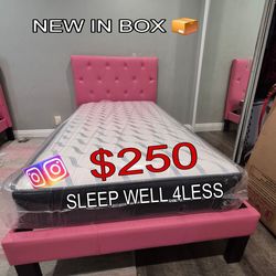 NEW  TWIN BED FRAME AND MATTRESS