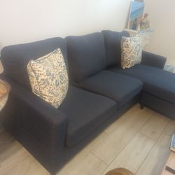 Navy Blue Sofa, 82" Wide, Like New, Pet Free Smoke Free , Delivery Option