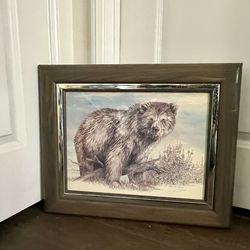 Framed Print “Grizzly Bear “ By Alaskan Artist Doug Lindstrand 17/22 Inch