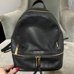 Micheal Kors Black Leather Backpack 