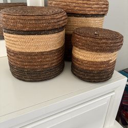 Wicker Stackable Organizers Set Of 3