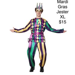 Men’s Mardi Gras Jester Costume Medieval XL