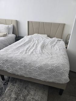 Bed, Night Lamps, Laundry Bin
